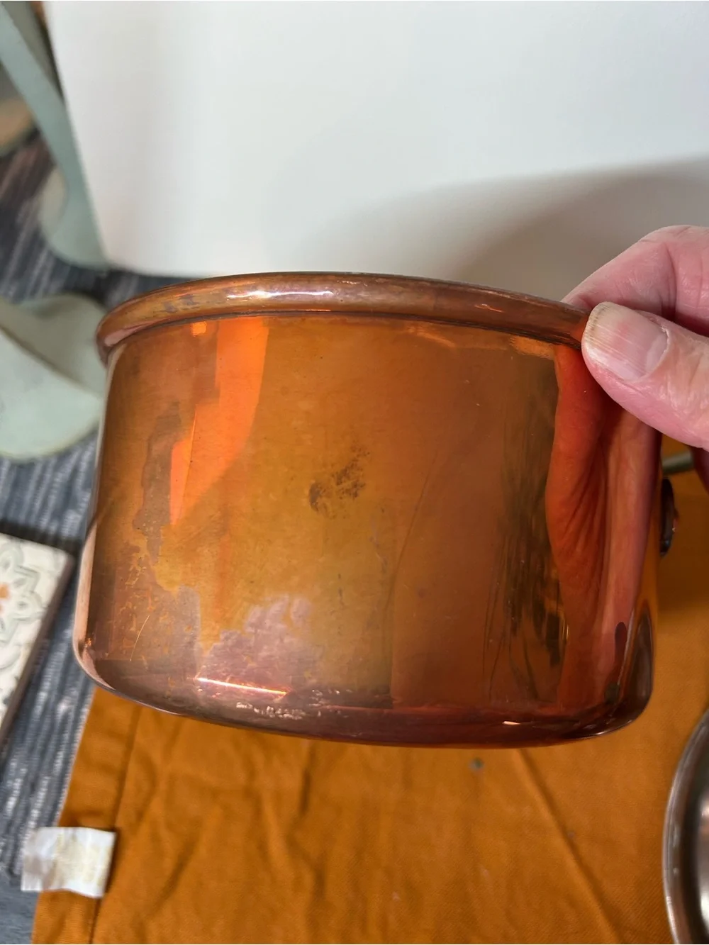 Copral Copper & Brass 6” Saucepan with Lid. Made in Portugal.